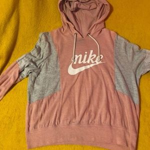 Nike pink & gray hoodie size S - girls